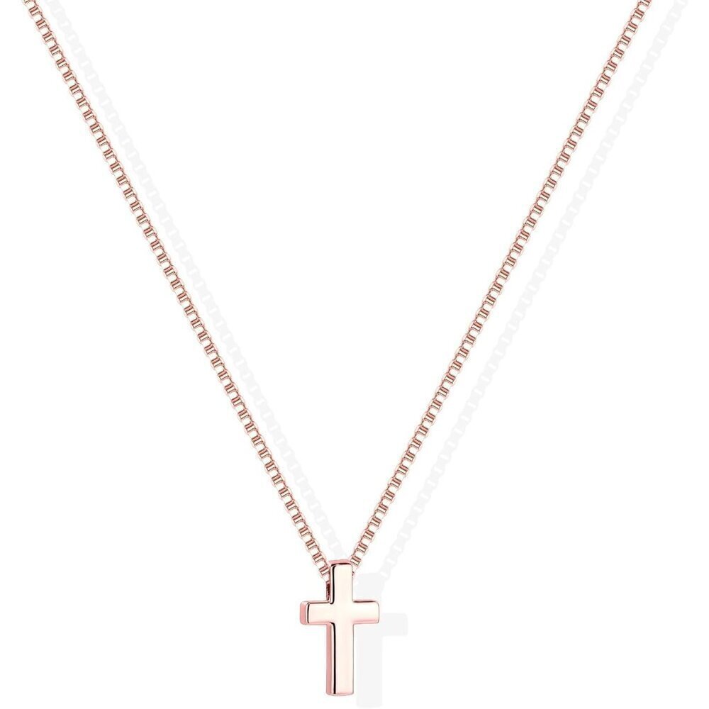Women 01 Tiny Cross -Rose 14K Gold Silver Cross Necklace - Non Tarnish Jewelry